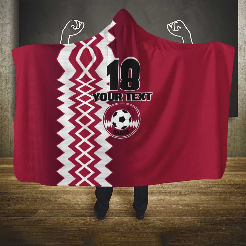 Custom Qatar Football Hooded Blanket Maroon One Go Champion - Wonder Print Shop