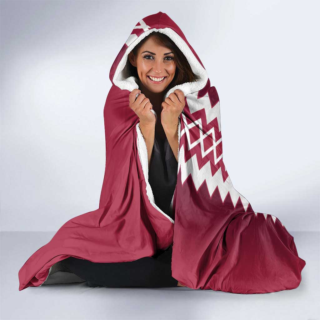 Custom Qatar Football Hooded Blanket Maroon One Go Champion - Wonder Print Shop