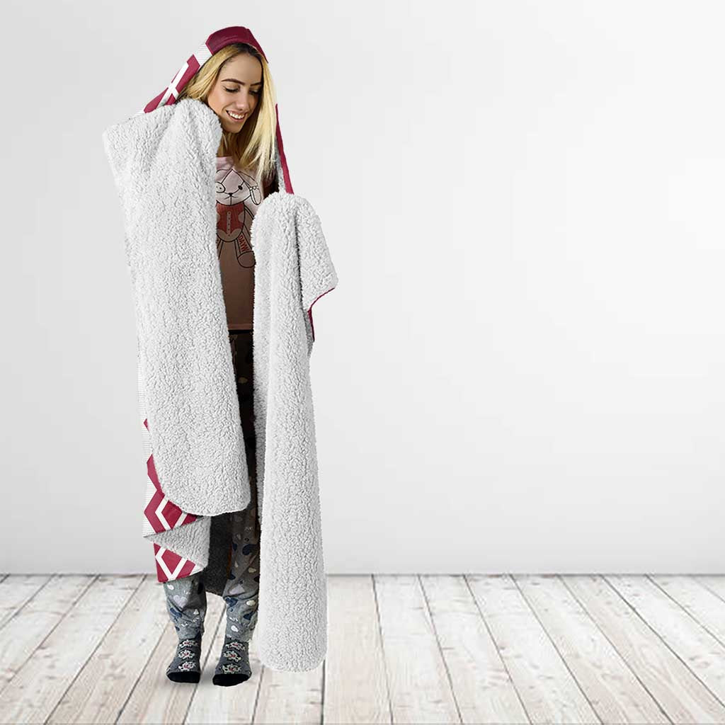 Custom Qatar Football Hooded Blanket Maroon One Go Champion - Wonder Print Shop