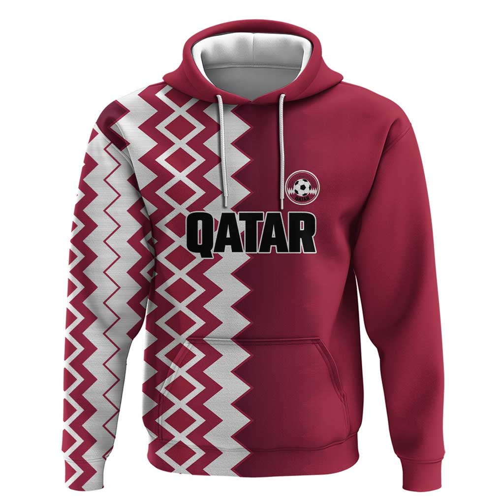 Custom Qatar Football Hoodie Maroon One Go Champion - Wonder Print Shop
