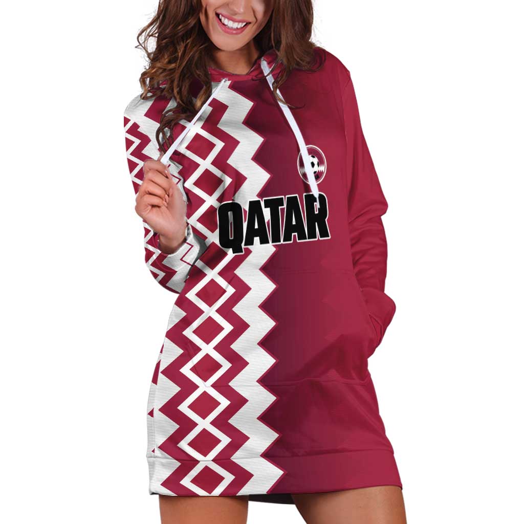 Custom Qatar Football Hoodie Dress Maroon One Go Champion - Wonder Print Shop