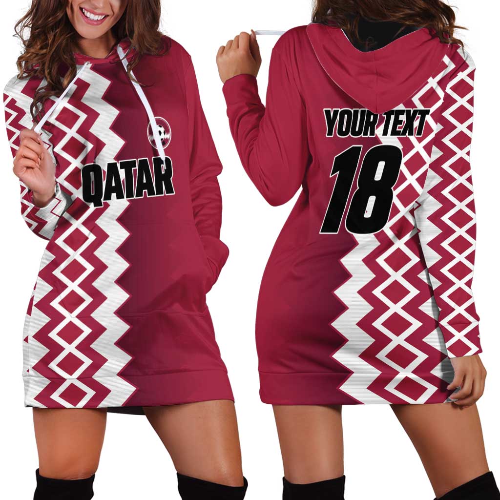 Custom Qatar Football Hoodie Dress Maroon One Go Champion - Wonder Print Shop