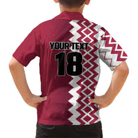 Custom Qatar Football Kid Hawaiian Shirt Maroon One Go Champion - Wonder Print Shop