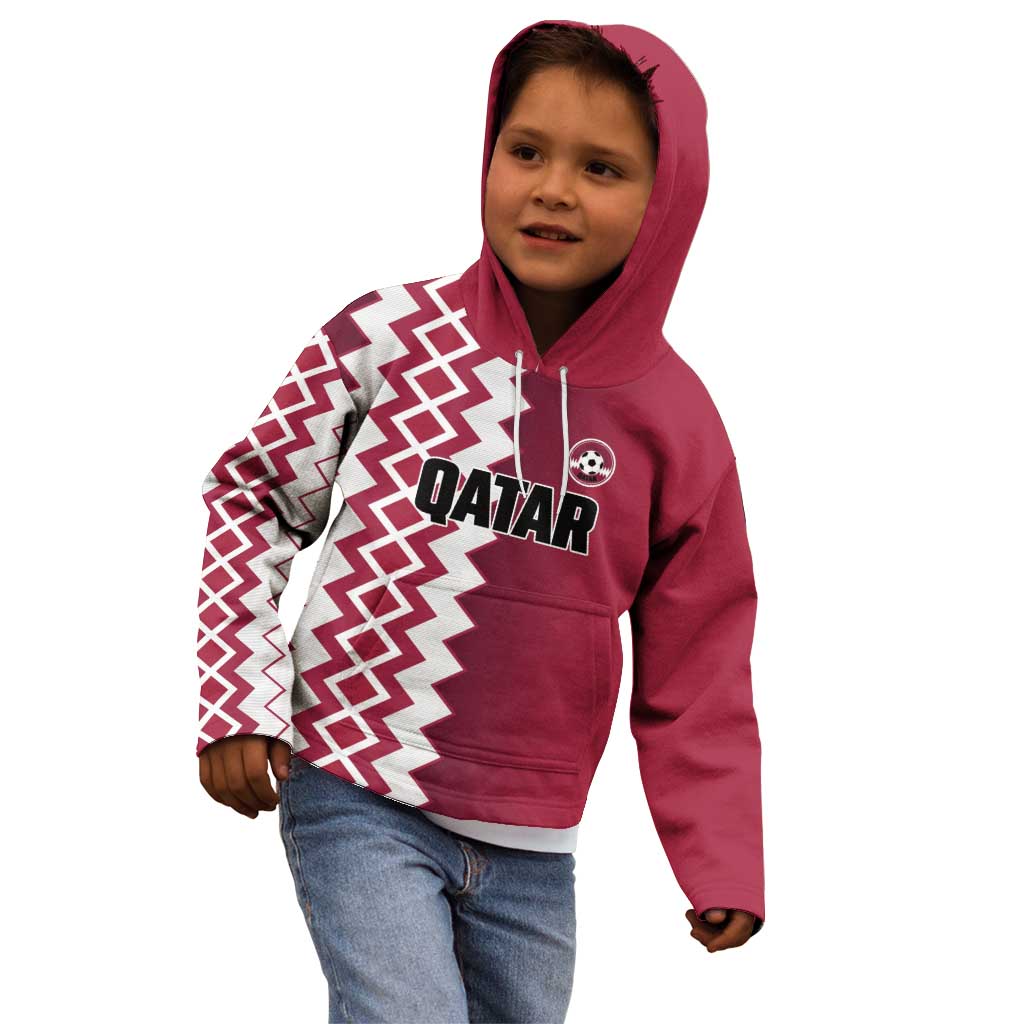 Custom Qatar Football Kid Hoodie Maroon One Go Champion - Wonder Print Shop