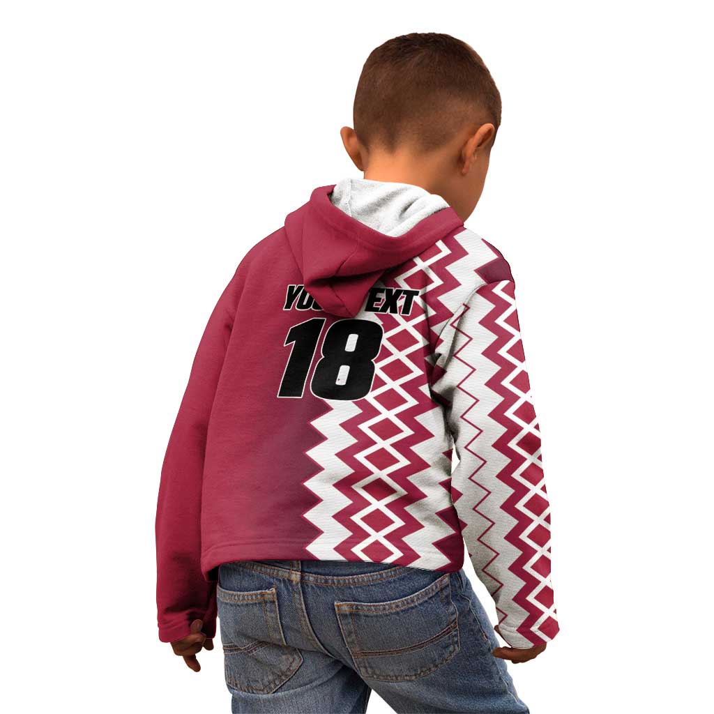 Custom Qatar Football Kid Hoodie Maroon One Go Champion - Wonder Print Shop