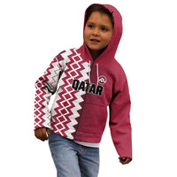 Custom Qatar Football Kid Hoodie Maroon One Go Champion - Wonder Print Shop