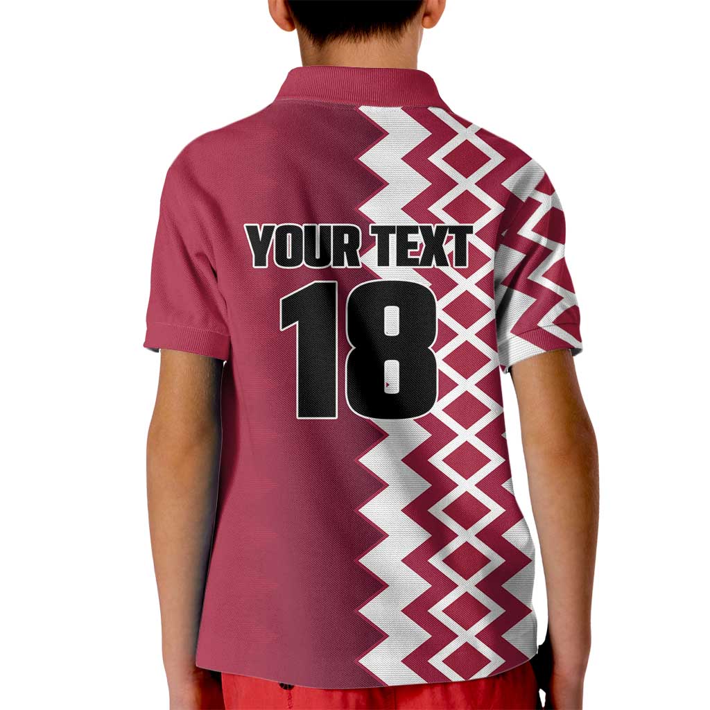 Custom Qatar Football Kid Polo Shirt Maroon One Go Champion - Wonder Print Shop