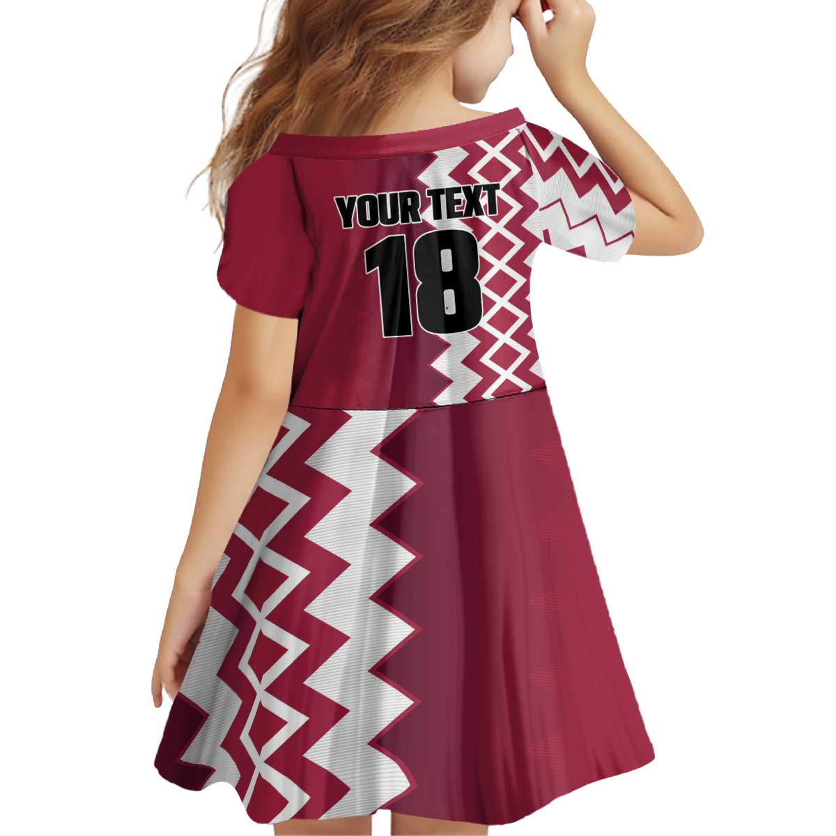 Custom Qatar Football Kid Short Sleeve Dress Maroon One Go Champion - Wonder Print Shop