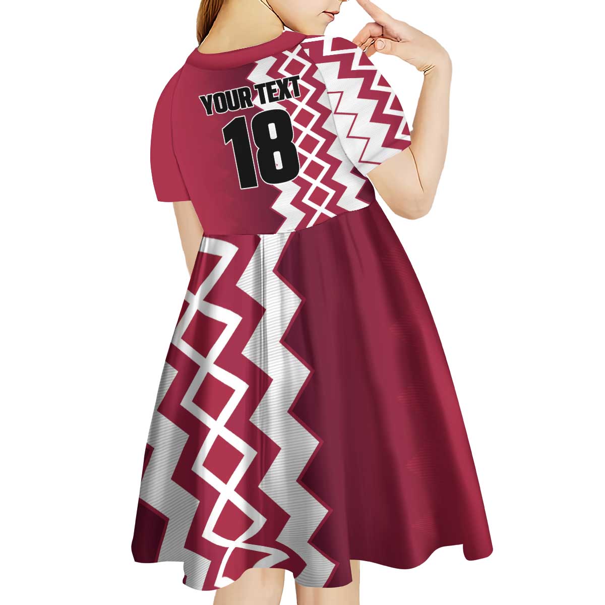 Custom Qatar Football Kid Short Sleeve Dress Maroon One Go Champion - Wonder Print Shop