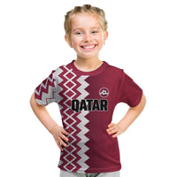 Custom Qatar Football Kid T Shirt Maroon One Go Champion - Wonder Print Shop