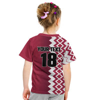 Custom Qatar Football Kid T Shirt Maroon One Go Champion - Wonder Print Shop