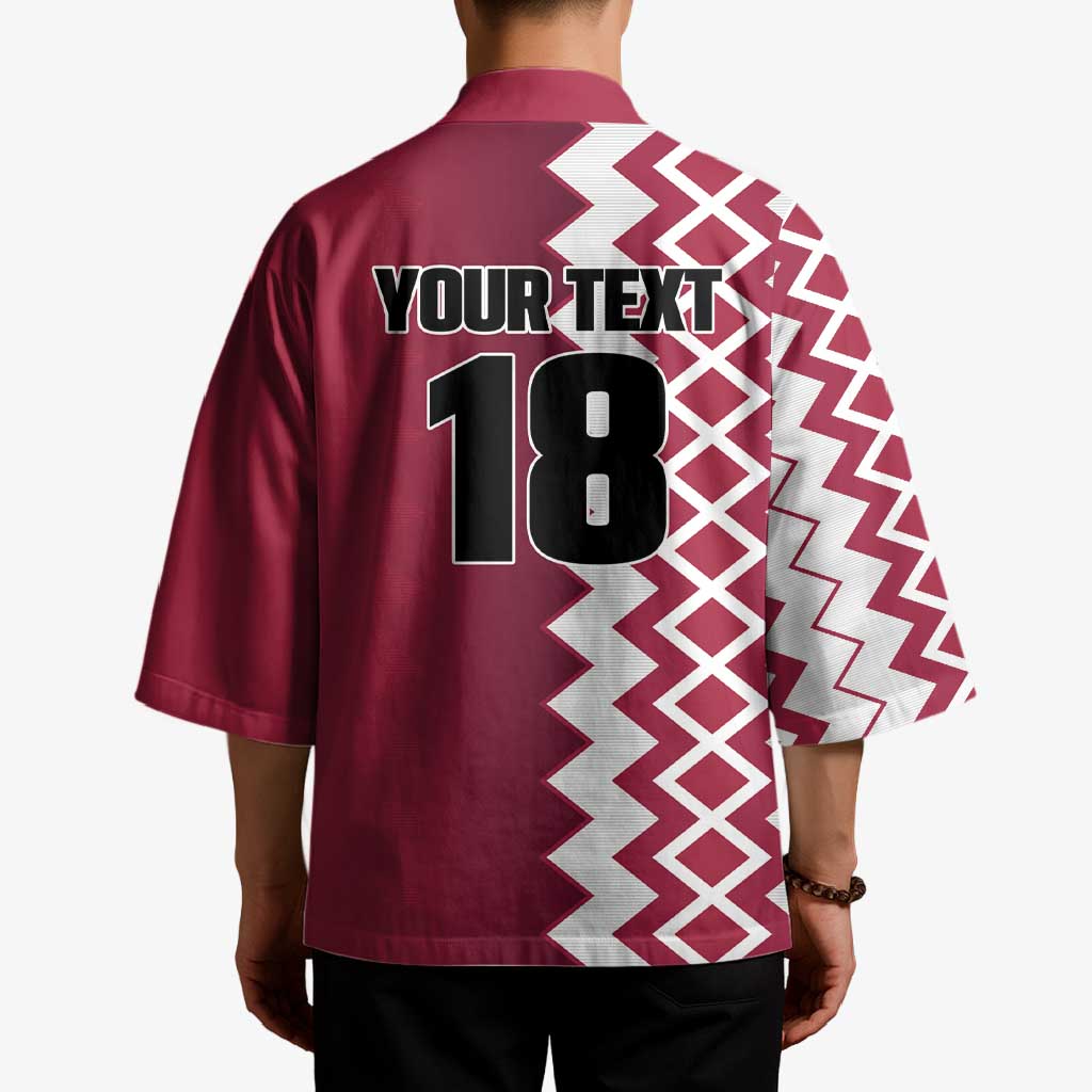 Custom Qatar Football Kimono Maroon One Go Champion - Wonder Print Shop
