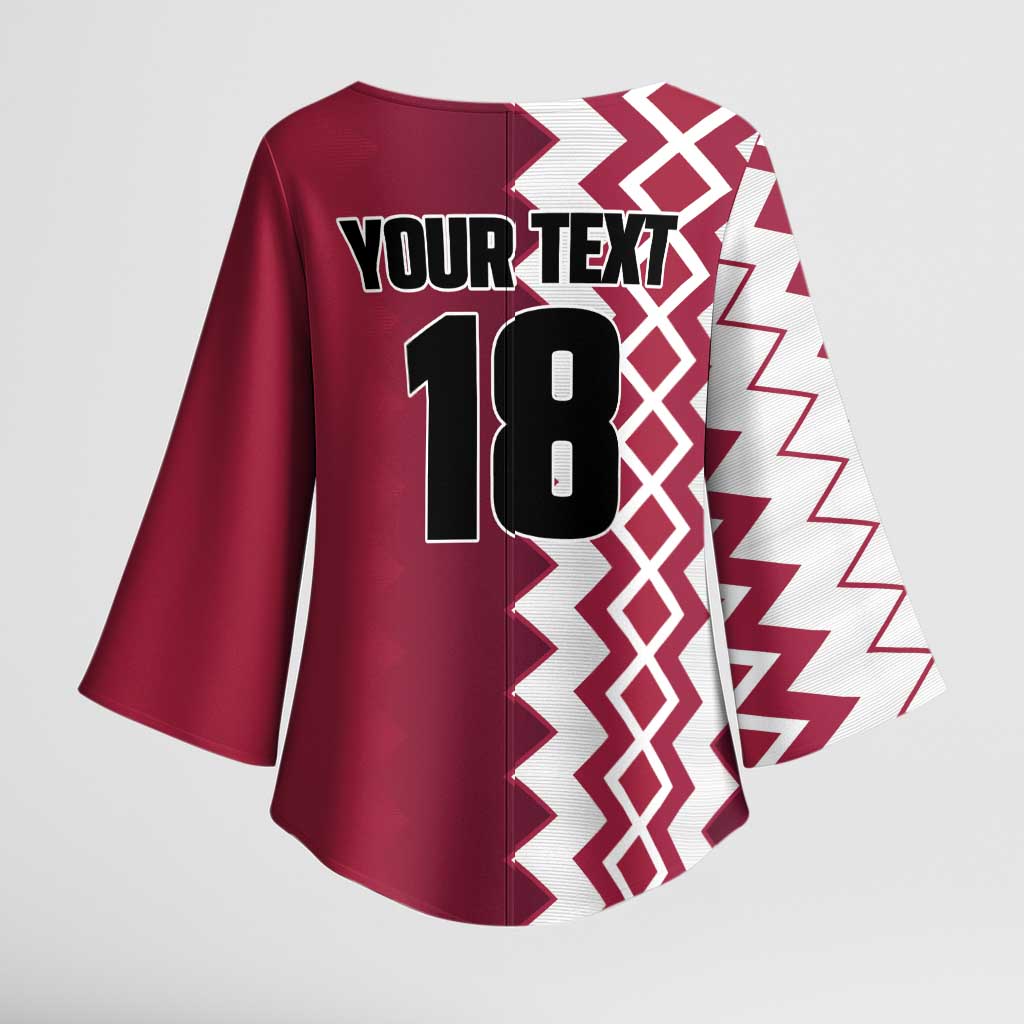 Custom Qatar Football Kimono Sleeve Blouse Maroon One Go Champion - Wonder Print Shop