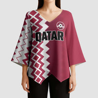Custom Qatar Football Kimono Sleeve Blouse Maroon One Go Champion - Wonder Print Shop