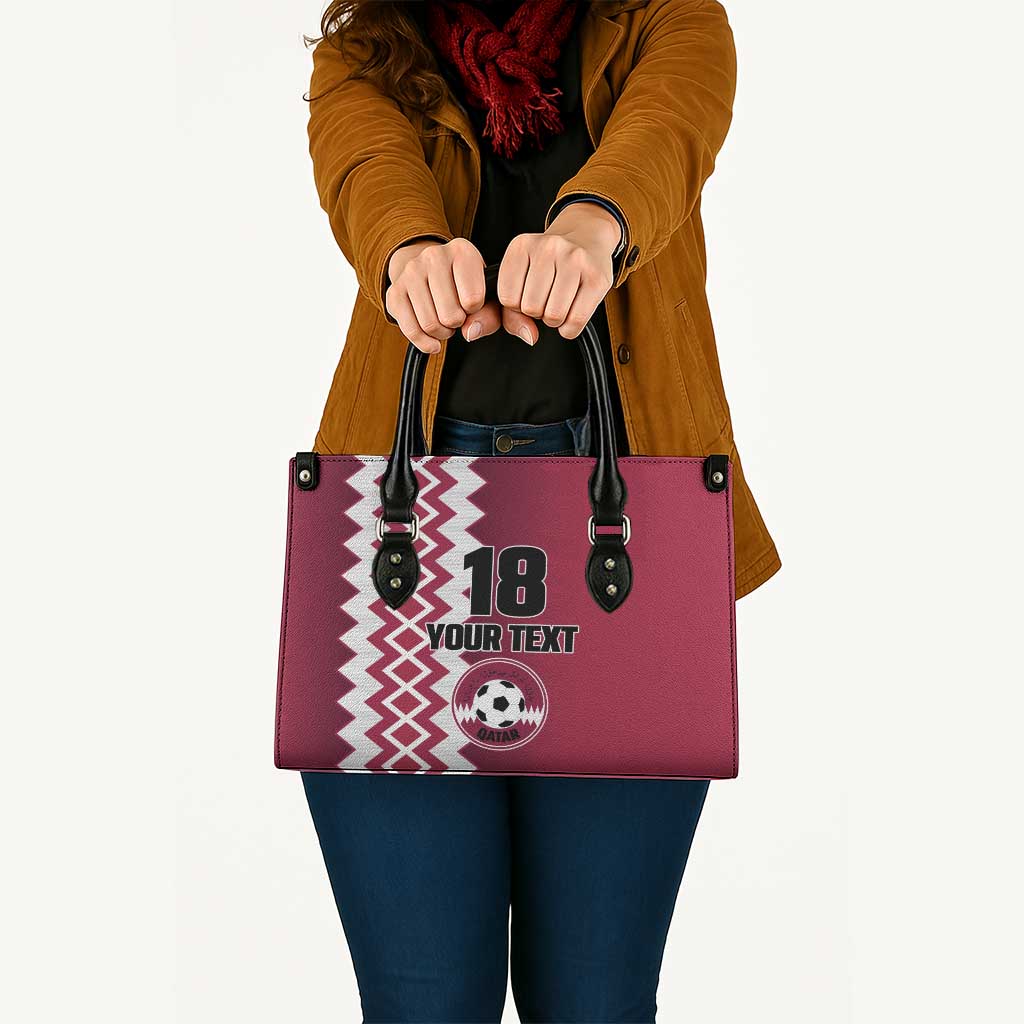 Custom Qatar Football Leather Bag Maroon One Go Champion - Wonder Print Shop