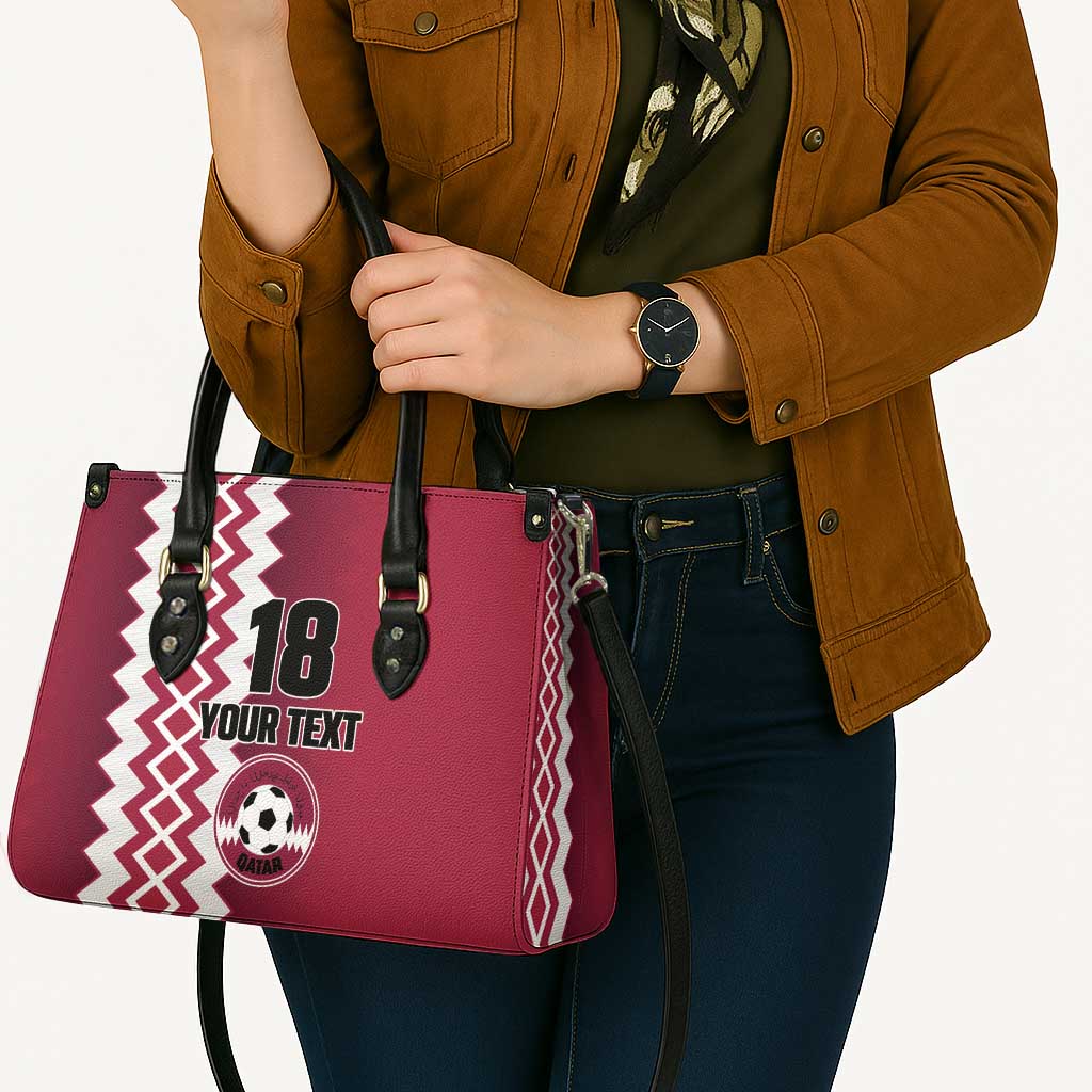 Custom Qatar Football Leather Bag Maroon One Go Champion - Wonder Print Shop