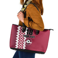 Custom Qatar Football Leather Tote Bag Maroon One Go Champion - Wonder Print Shop