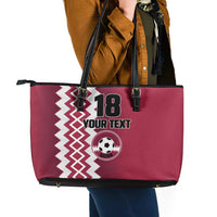 Custom Qatar Football Leather Tote Bag Maroon One Go Champion - Wonder Print Shop