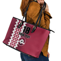 Custom Qatar Football Leather Tote Bag Maroon One Go Champion - Wonder Print Shop