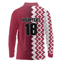 Custom Qatar Football Long Sleeve Polo Shirt Maroon One Go Champion - Wonder Print Shop