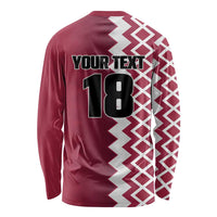 Custom Qatar Football Long Sleeve Shirt Maroon One Go Champion - Wonder Print Shop