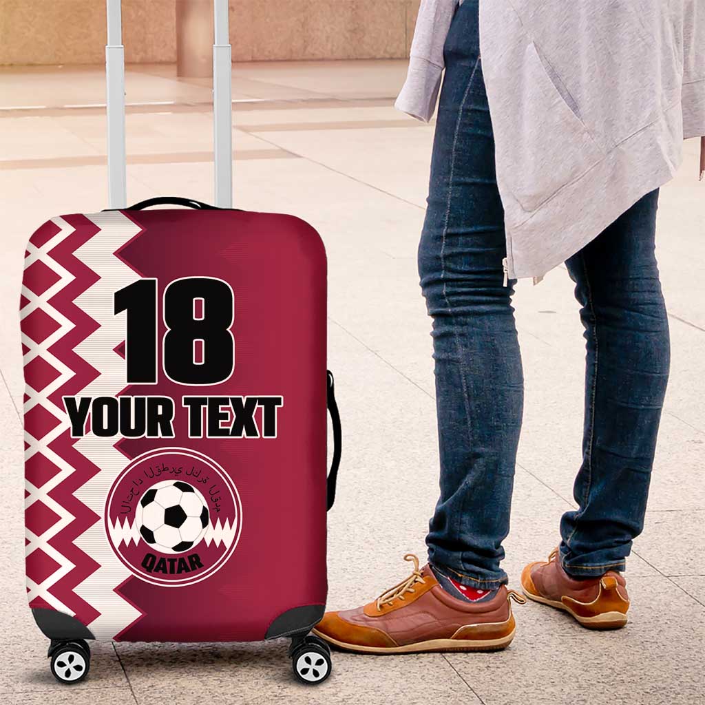Custom Qatar Football Luggage Cover Maroon One Go Champion - Wonder Print Shop