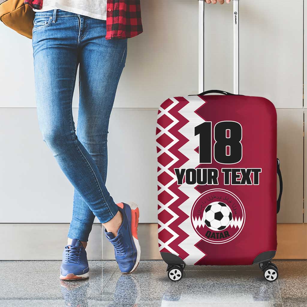 Custom Qatar Football Luggage Cover Maroon One Go Champion - Wonder Print Shop