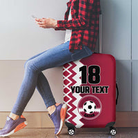 Custom Qatar Football Luggage Cover Maroon One Go Champion - Wonder Print Shop