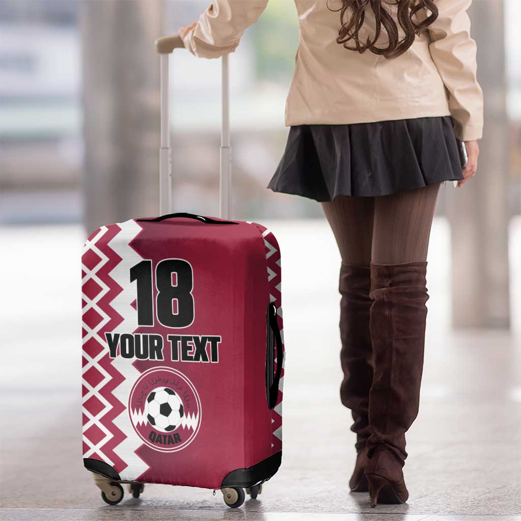 Custom Qatar Football Luggage Cover Maroon One Go Champion - Wonder Print Shop