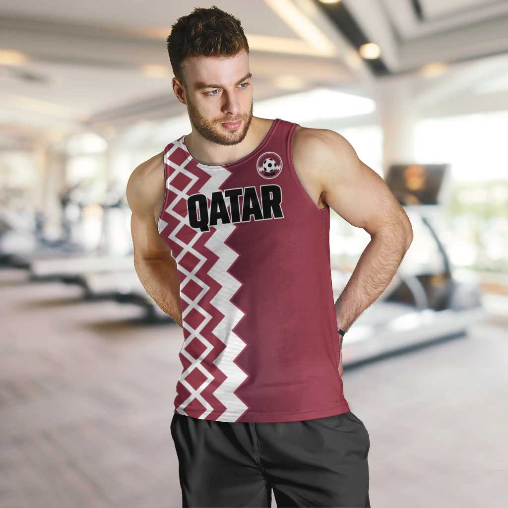 Custom Qatar Football Men Tank Top Maroon One Go Champion - Wonder Print Shop