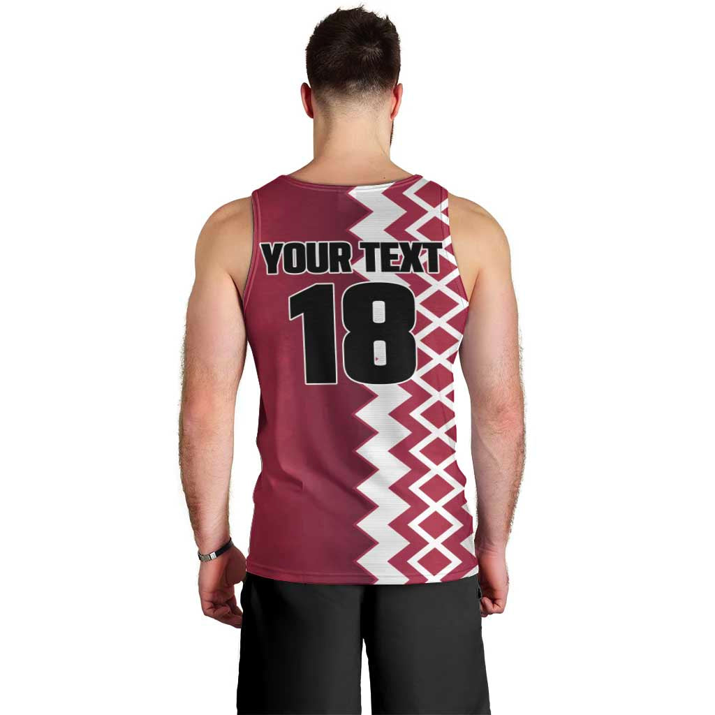 Custom Qatar Football Men Tank Top Maroon One Go Champion - Wonder Print Shop