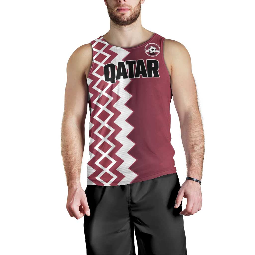 Custom Qatar Football Men Tank Top Maroon One Go Champion - Wonder Print Shop
