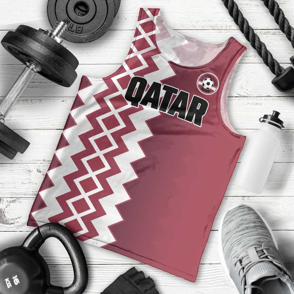 Custom Qatar Football Men Tank Top Maroon One Go Champion - Wonder Print Shop