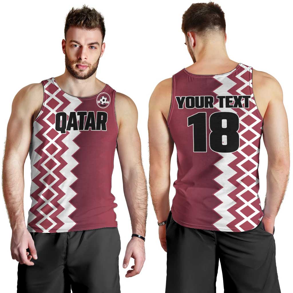 Custom Qatar Football Men Tank Top Maroon One Go Champion - Wonder Print Shop