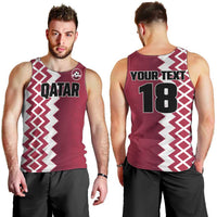Custom Qatar Football Men Tank Top Maroon One Go Champion - Wonder Print Shop