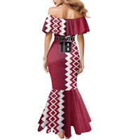 Custom Qatar Football Mermaid Dress Maroon One Go Champion - Wonder Print Shop