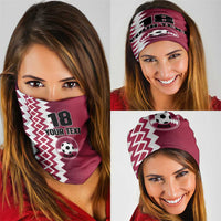 Custom Qatar Football Neck Gaiter Maroon One Go Champion - Wonder Print Shop