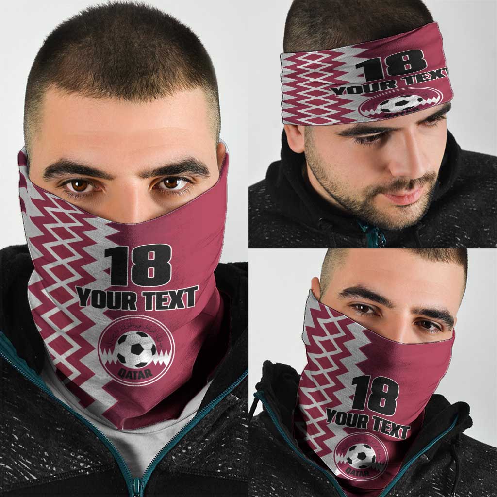 Custom Qatar Football Neck Gaiter Maroon One Go Champion - Wonder Print Shop