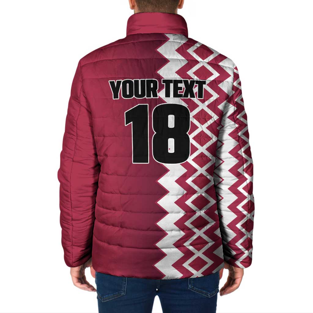 Custom Qatar Football Padded Jacket Maroon One Go Champion - Wonder Print Shop