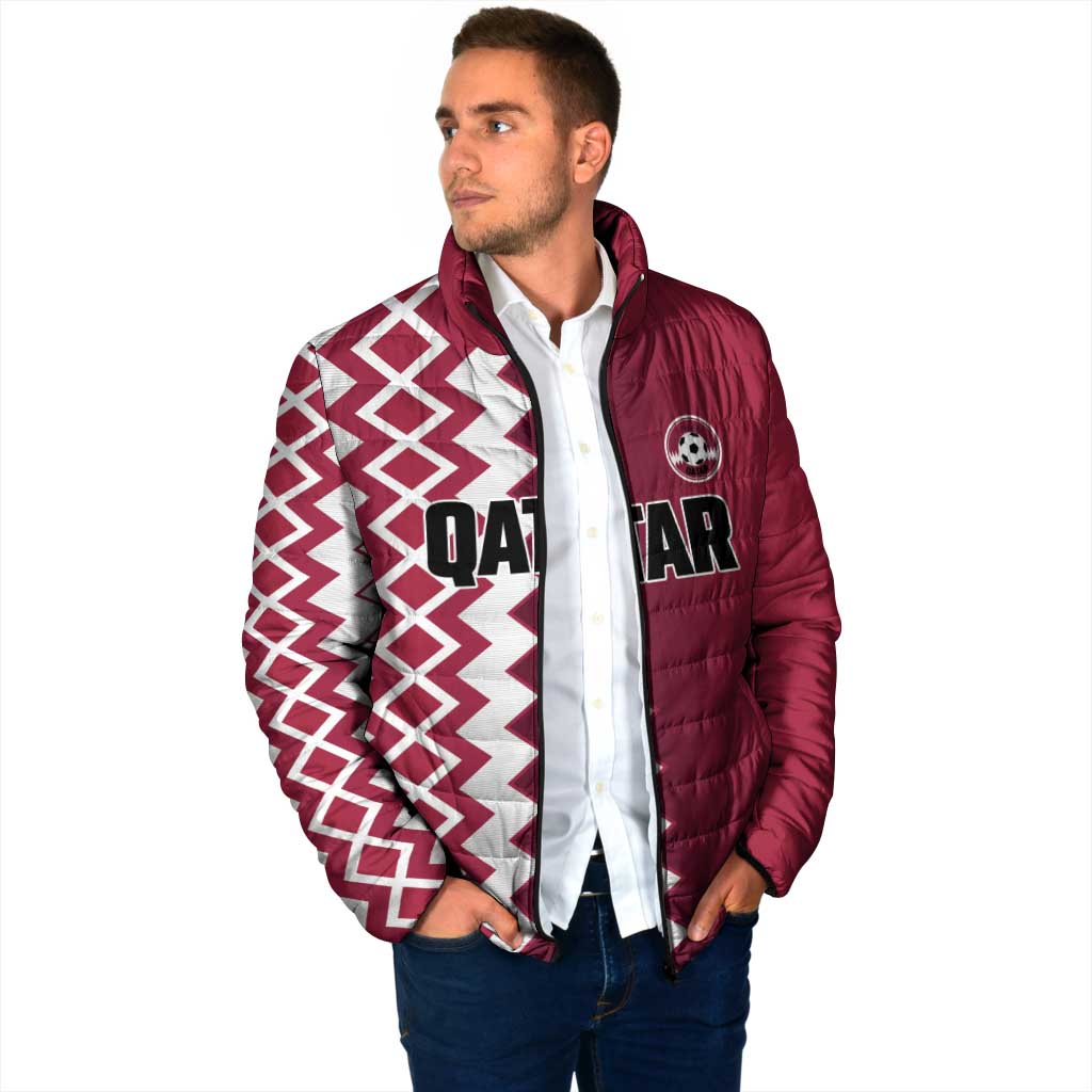 Custom Qatar Football Padded Jacket Maroon One Go Champion - Wonder Print Shop