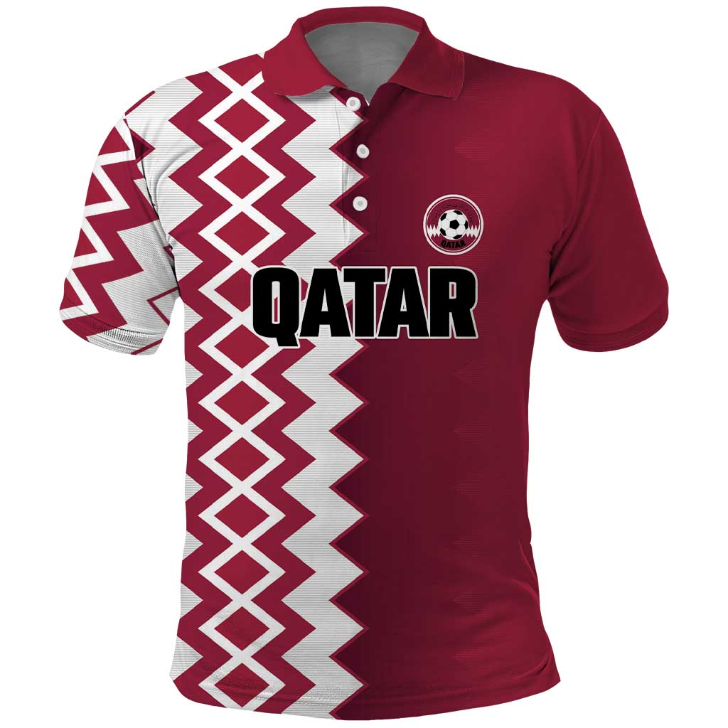 Custom Qatar Football Polo Shirt Maroon One Go Champion - Wonder Print Shop