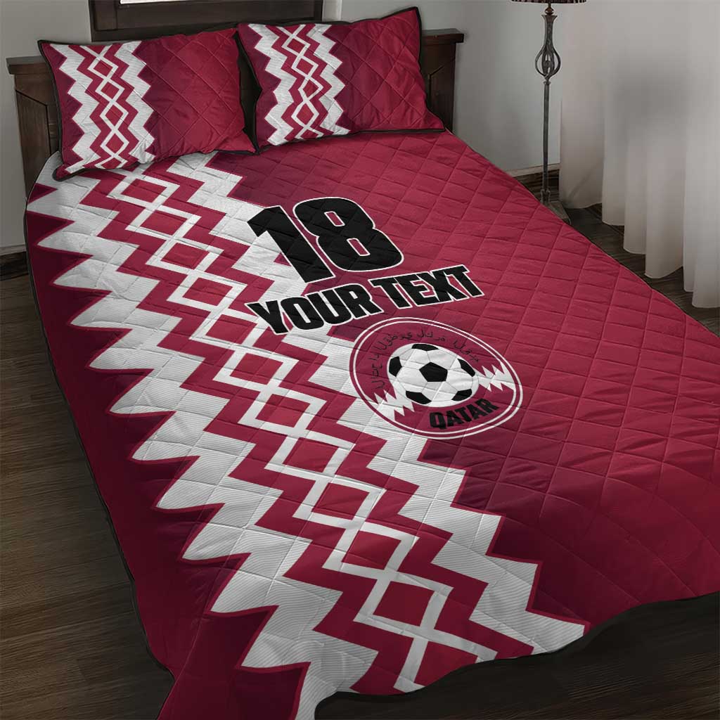 Custom Qatar Football Quilt Bed Set Maroon One Go Champion - Wonder Print Shop