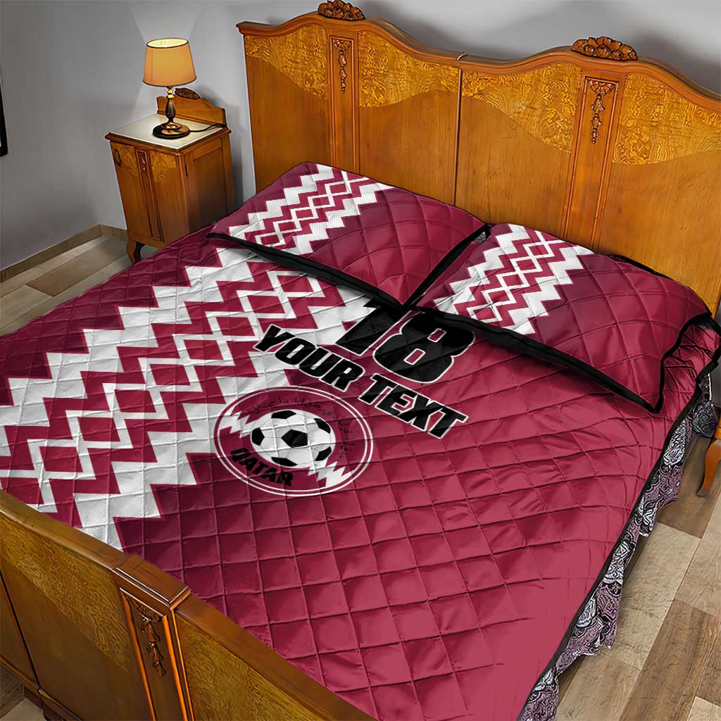 Custom Qatar Football Quilt Bed Set Maroon One Go Champion - Wonder Print Shop