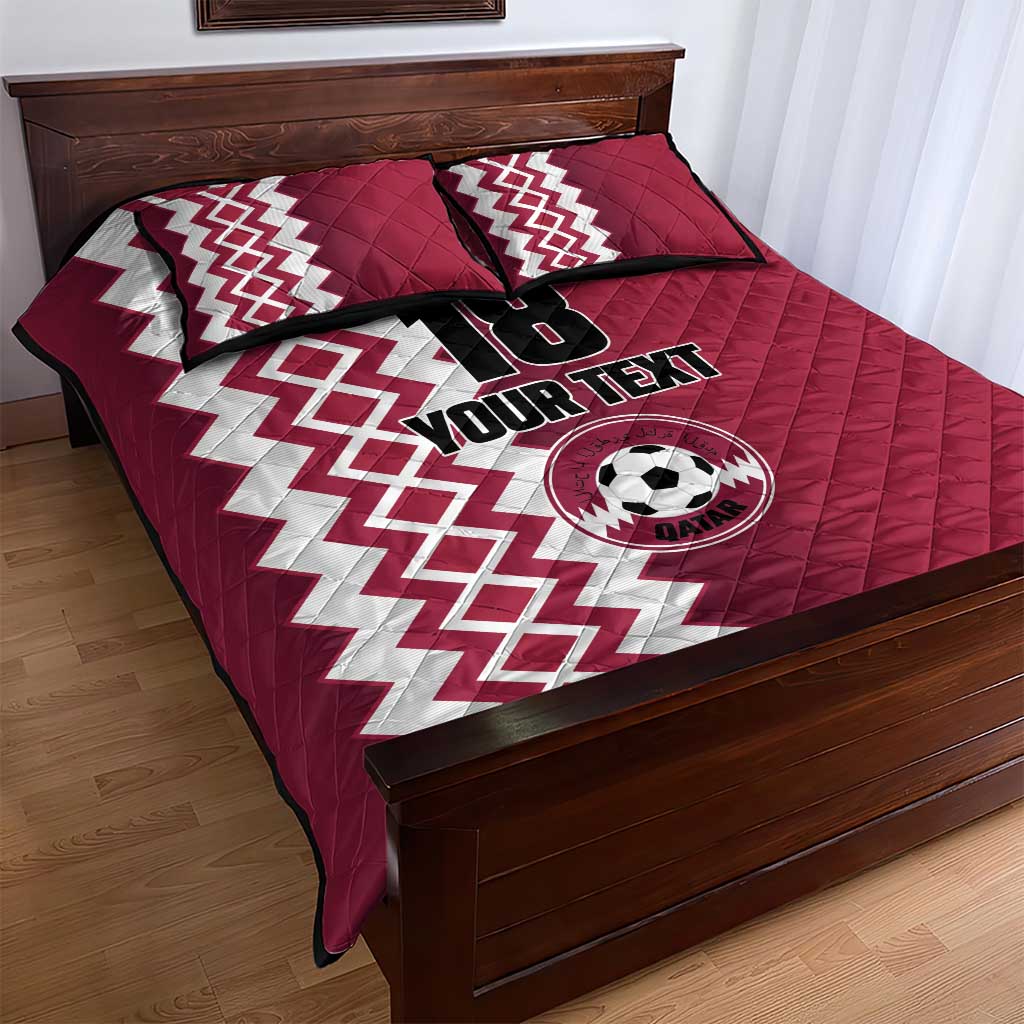 Custom Qatar Football Quilt Bed Set Maroon One Go Champion - Wonder Print Shop