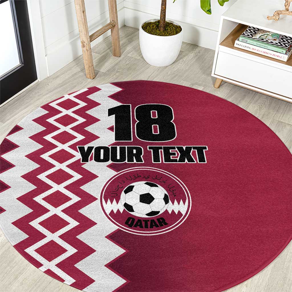 Custom Qatar Football Round Carpet Maroon One Go Champion - Wonder Print Shop