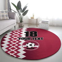 Custom Qatar Football Round Carpet Maroon One Go Champion - Wonder Print Shop