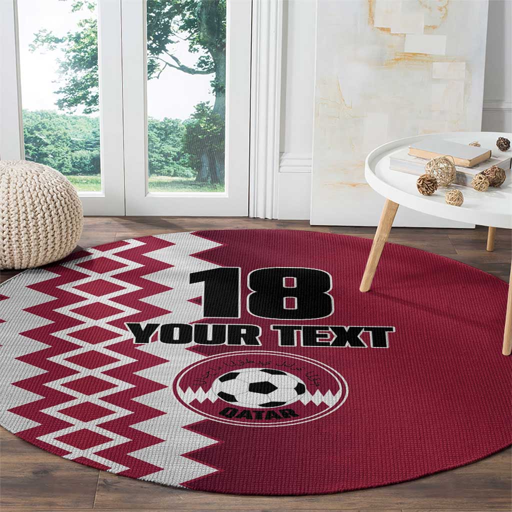 Custom Qatar Football Round Carpet Maroon One Go Champion - Wonder Print Shop