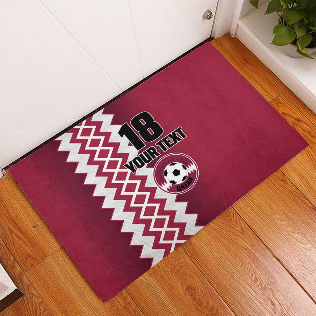 Custom Qatar Football Rubber Doormat Maroon One Go Champion - Wonder Print Shop