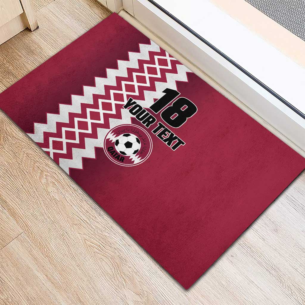Custom Qatar Football Rubber Doormat Maroon One Go Champion - Wonder Print Shop