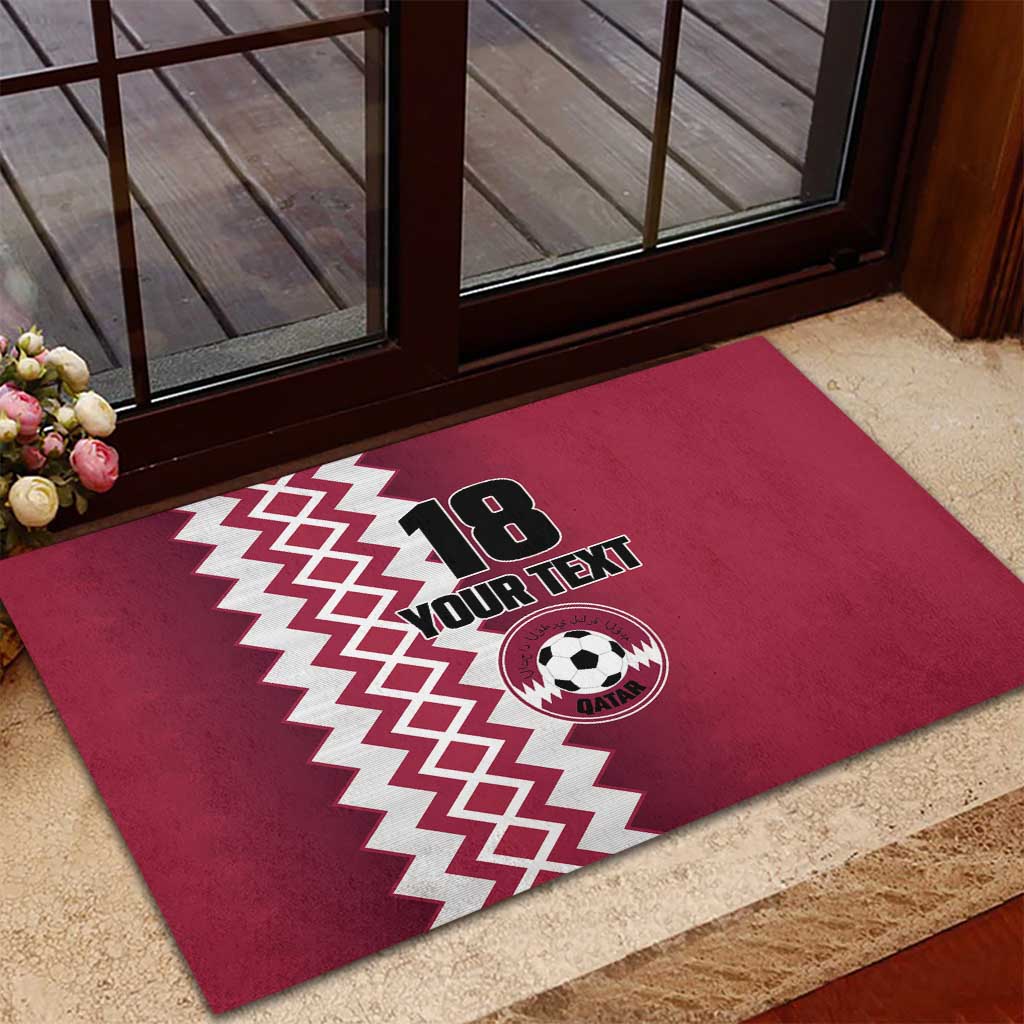 Custom Qatar Football Rubber Doormat Maroon One Go Champion - Wonder Print Shop